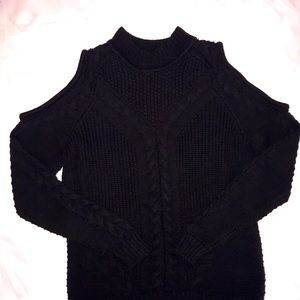 DIVIDED Sweater, S, black cotton with shoulder cutouts